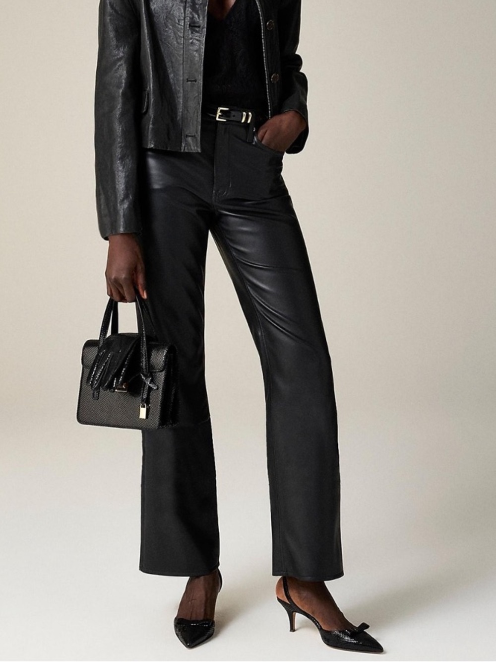 J Crew Slim Wide Faux Leather Pants | Sz 28 | Black
